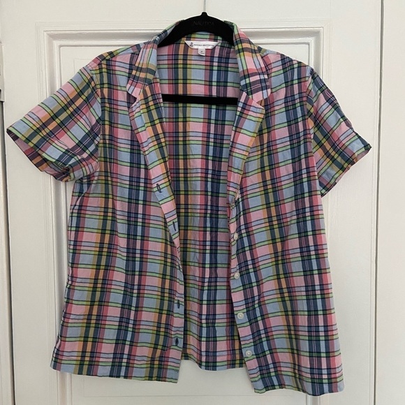 Brooks Brothers Colorful Vibrant Pastel Plaid Button Down Short Sleeve Medium - Picture 2 of 5
